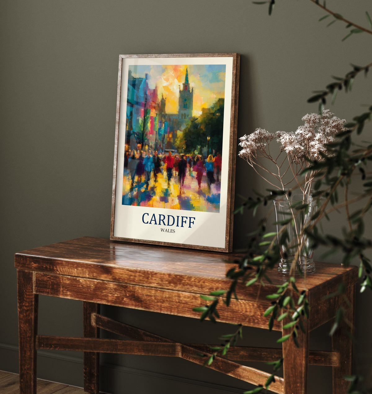 Cardiff Wales Travel Poster - Impressionist City Art Print - Colourful Street Painting - Capital City 3/3