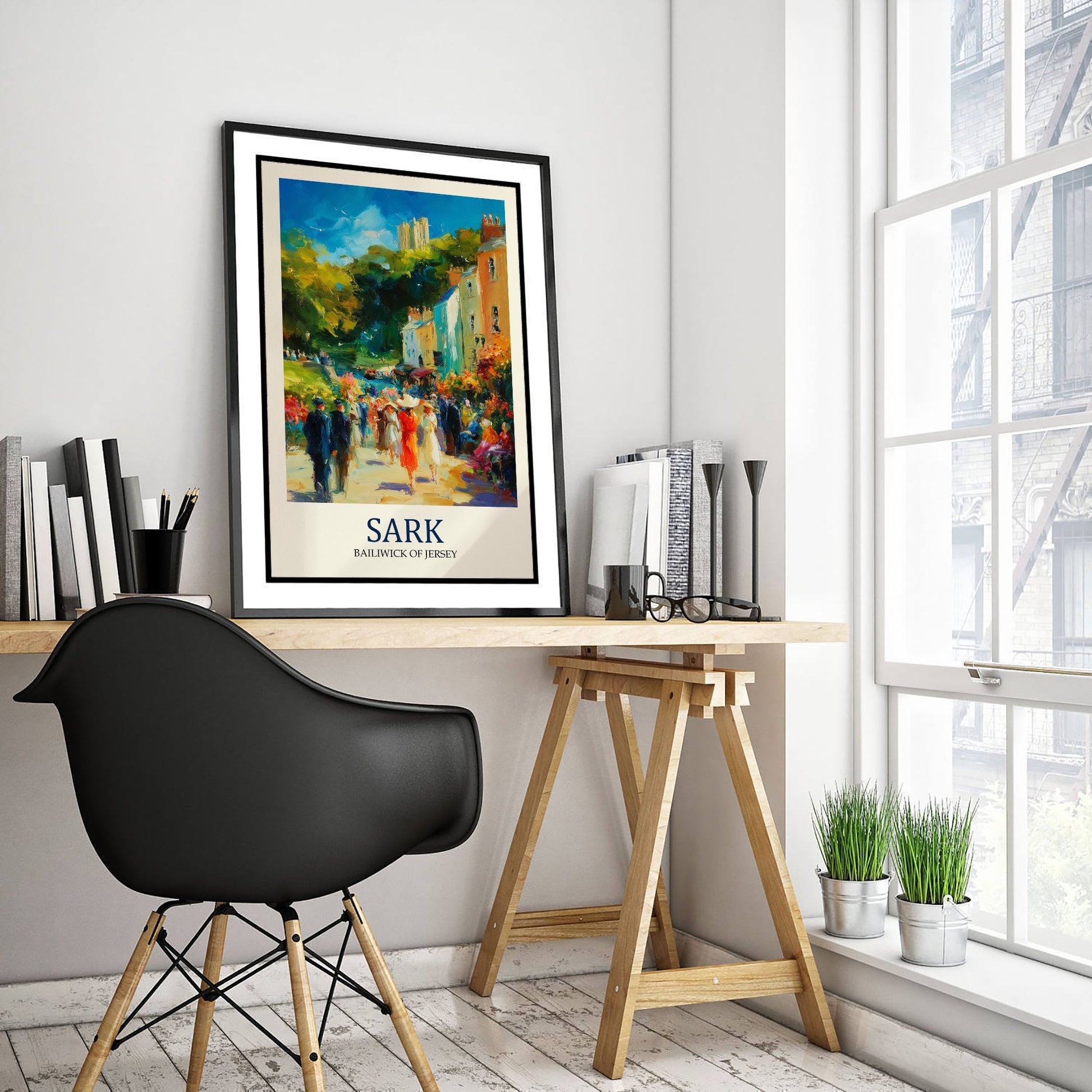 Sark Channel Islands Travel Poster - Impressionist Village Art Print - Colourful Street Painting - Island Life 3/3