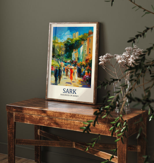 Sark Channel Islands Travel Poster - Impressionist Village Art Print - Colourful Street Painting - Island Life 3/3