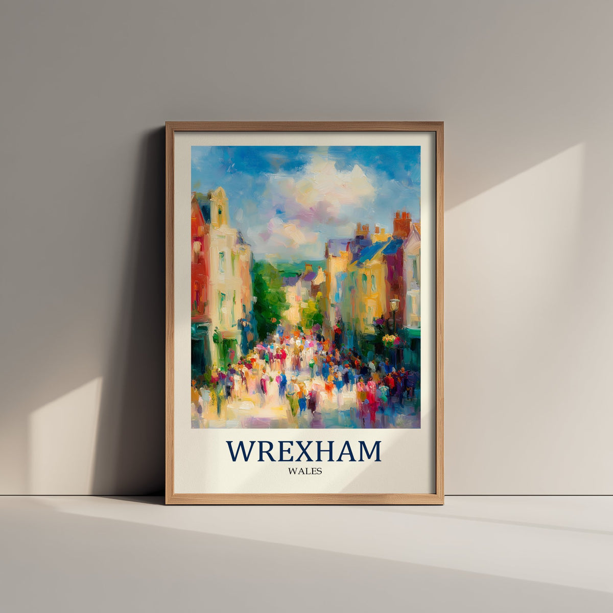 Wrexham Wales Travel Poster - Impressionist City Art Print - Colourful Street Painting - Welsh Town 1/3