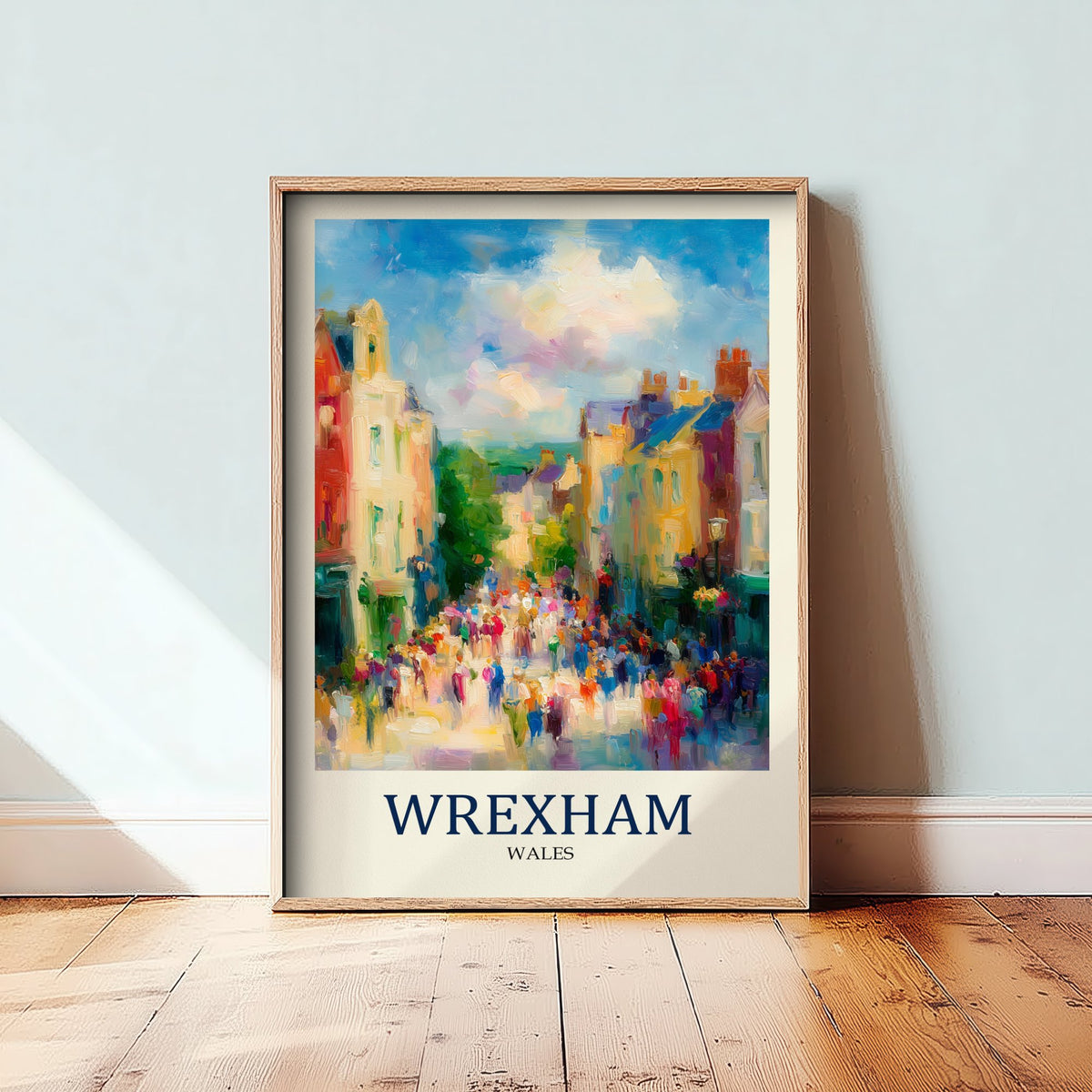 Wrexham Wales Travel Poster - Impressionist City Art Print - Colourful Street Painting - Welsh Town 1/3