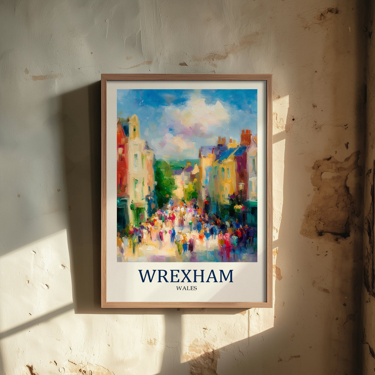 Wrexham Wales Travel Poster - Impressionist City Art Print - Colourful Street Painting - Welsh Town 1/3