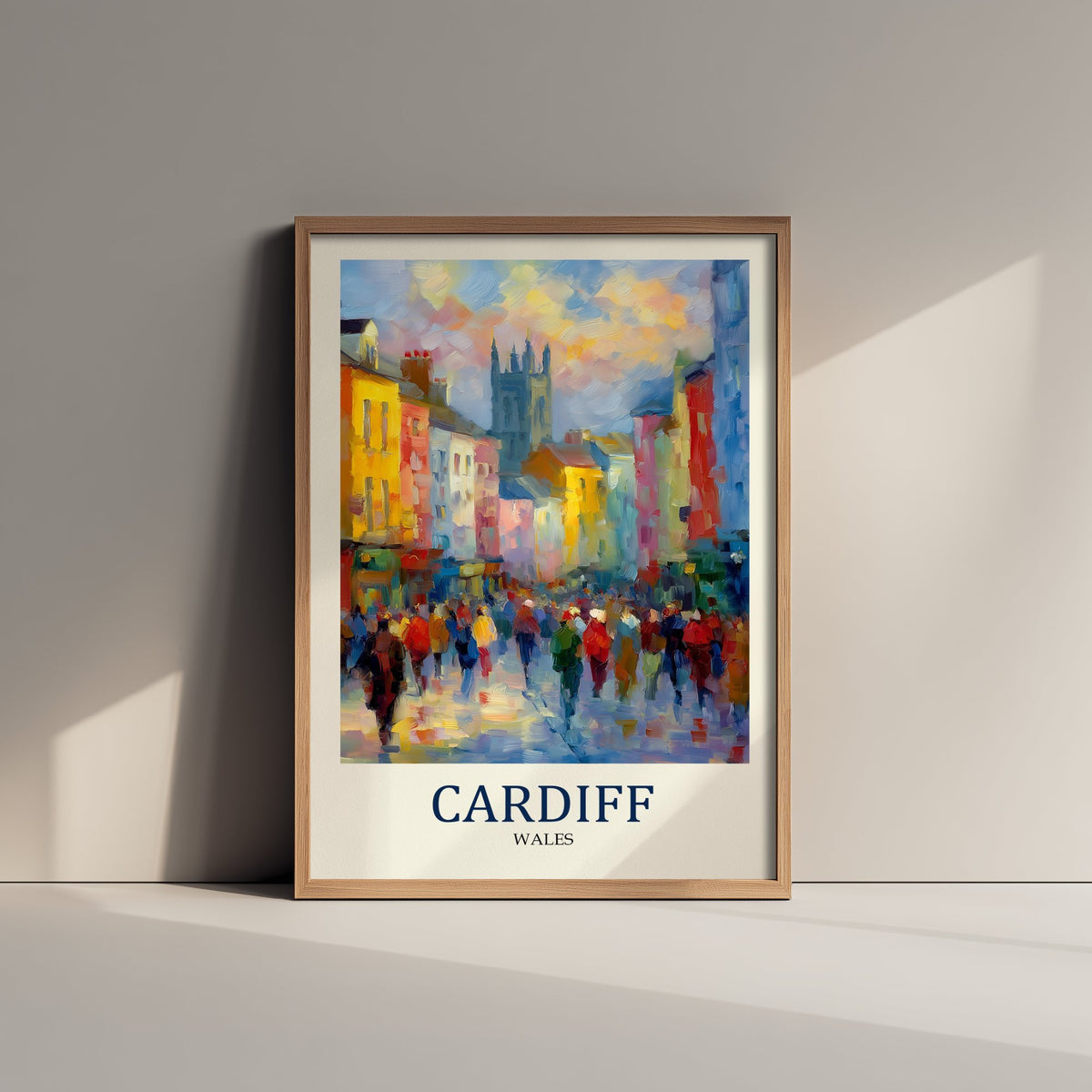 Cardiff Wales Travel Poster - Impressionist City Art Print - Colourful Street Painting - Welsh City 2/3