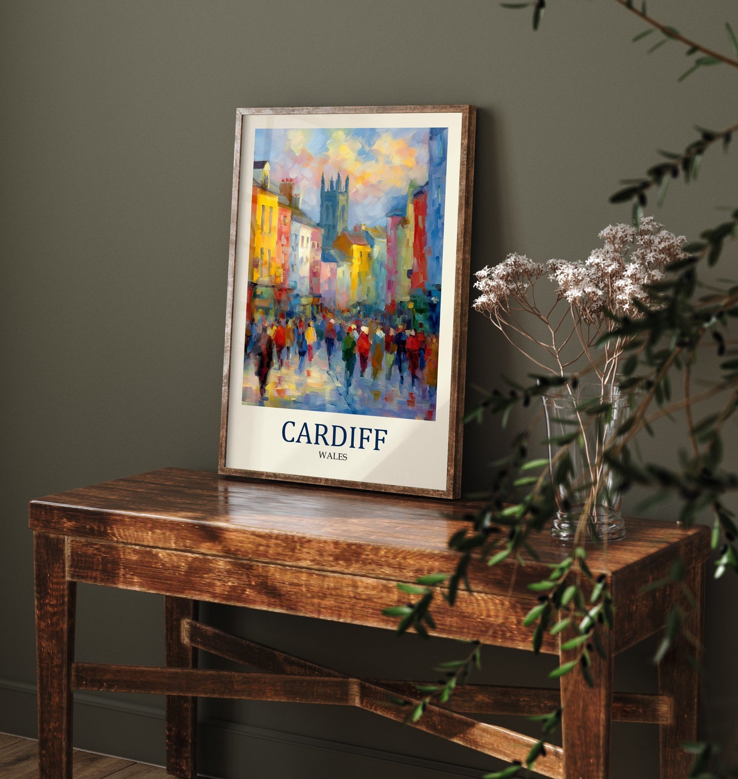 Cardiff Wales Travel Poster - Impressionist City Art Print - Colourful Street Painting - Welsh City 2/3
