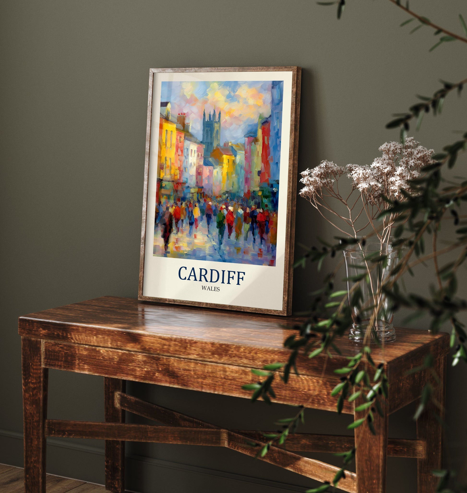 Cardiff Wales Travel Poster - Impressionist City Art Print - Colourful Street Painting - Welsh City 2/3