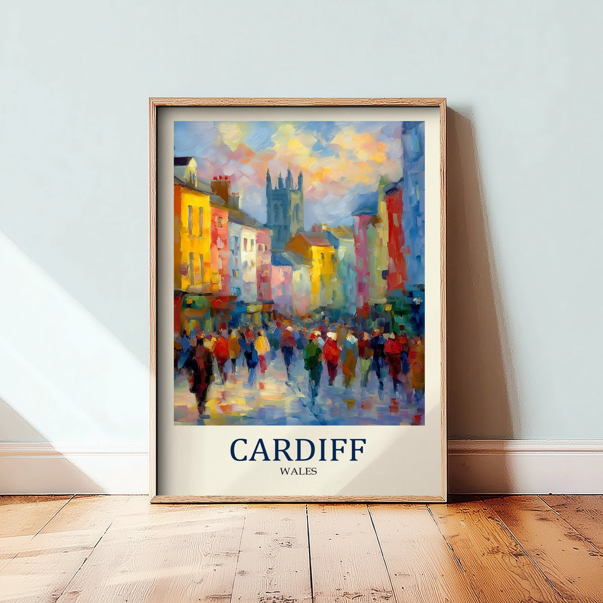 Cardiff Wales Travel Poster - Impressionist City Art Print - Colourful Street Painting - Welsh City 2/3