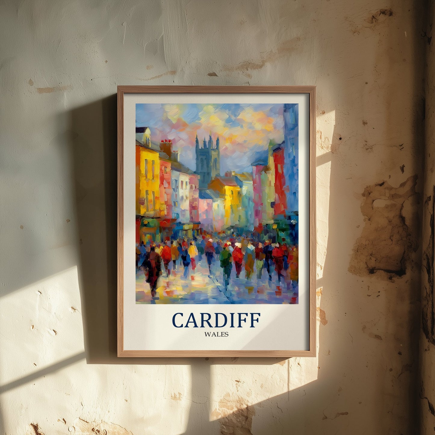 Cardiff Wales Travel Poster - Impressionist City Art Print - Colourful Street Painting - Welsh City 2/3