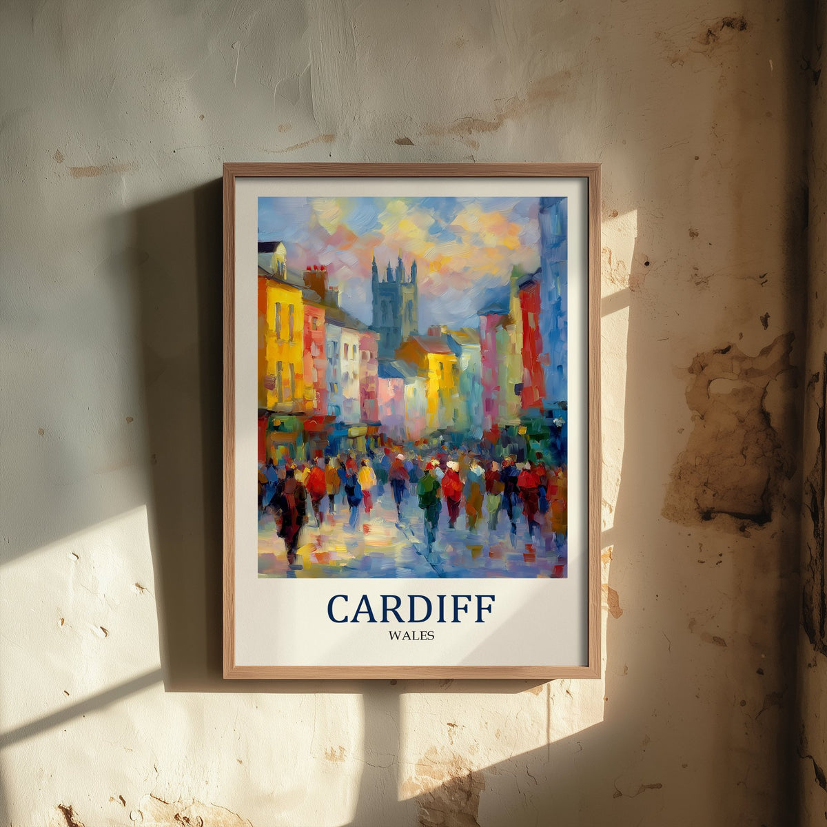 Cardiff Wales Travel Poster - Impressionist City Art Print - Colourful Street Painting - Welsh City 2/3