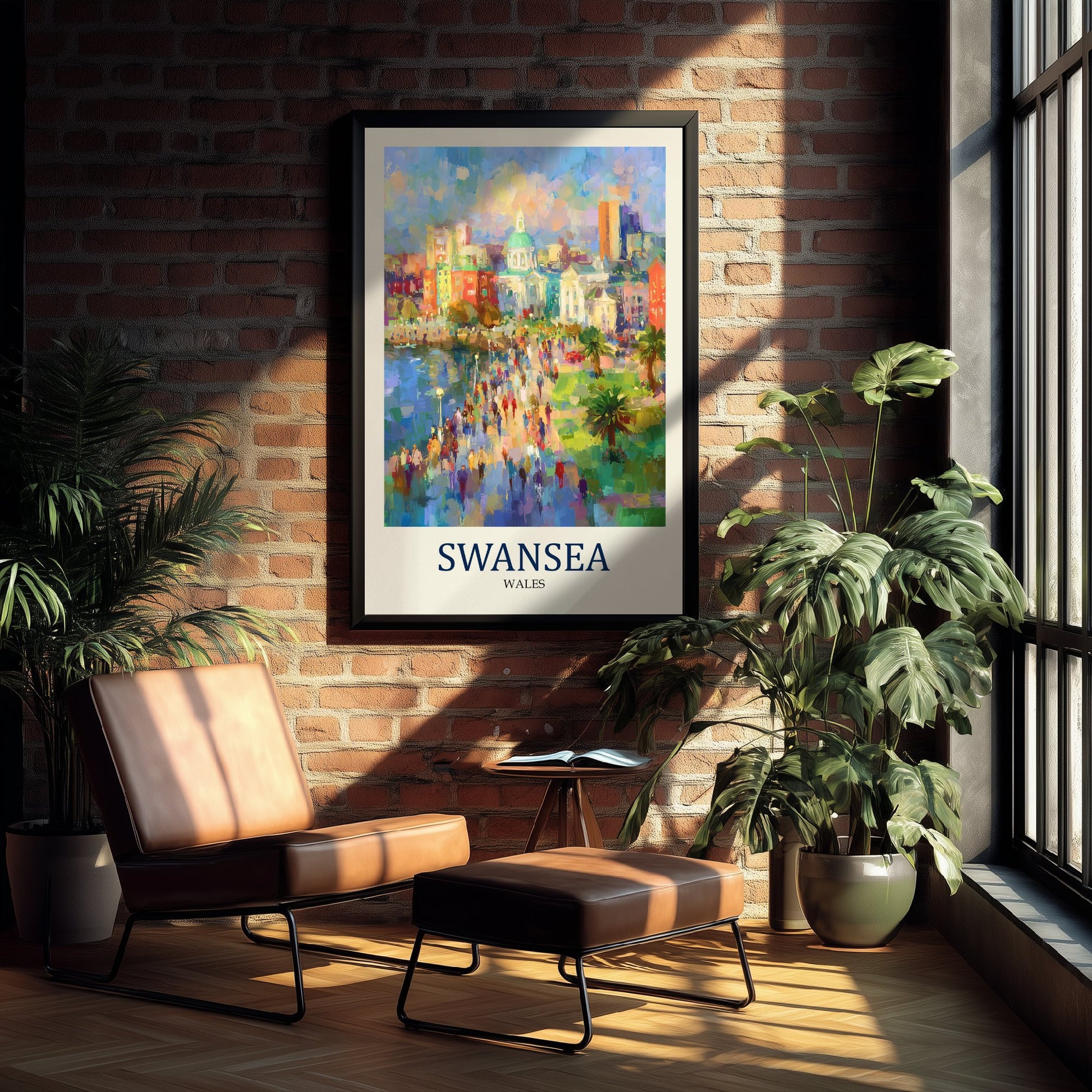 Swansea Wales Travel Poster - Impressionist City Art Print - Colourful Street Painting - Welsh Coast 3/3