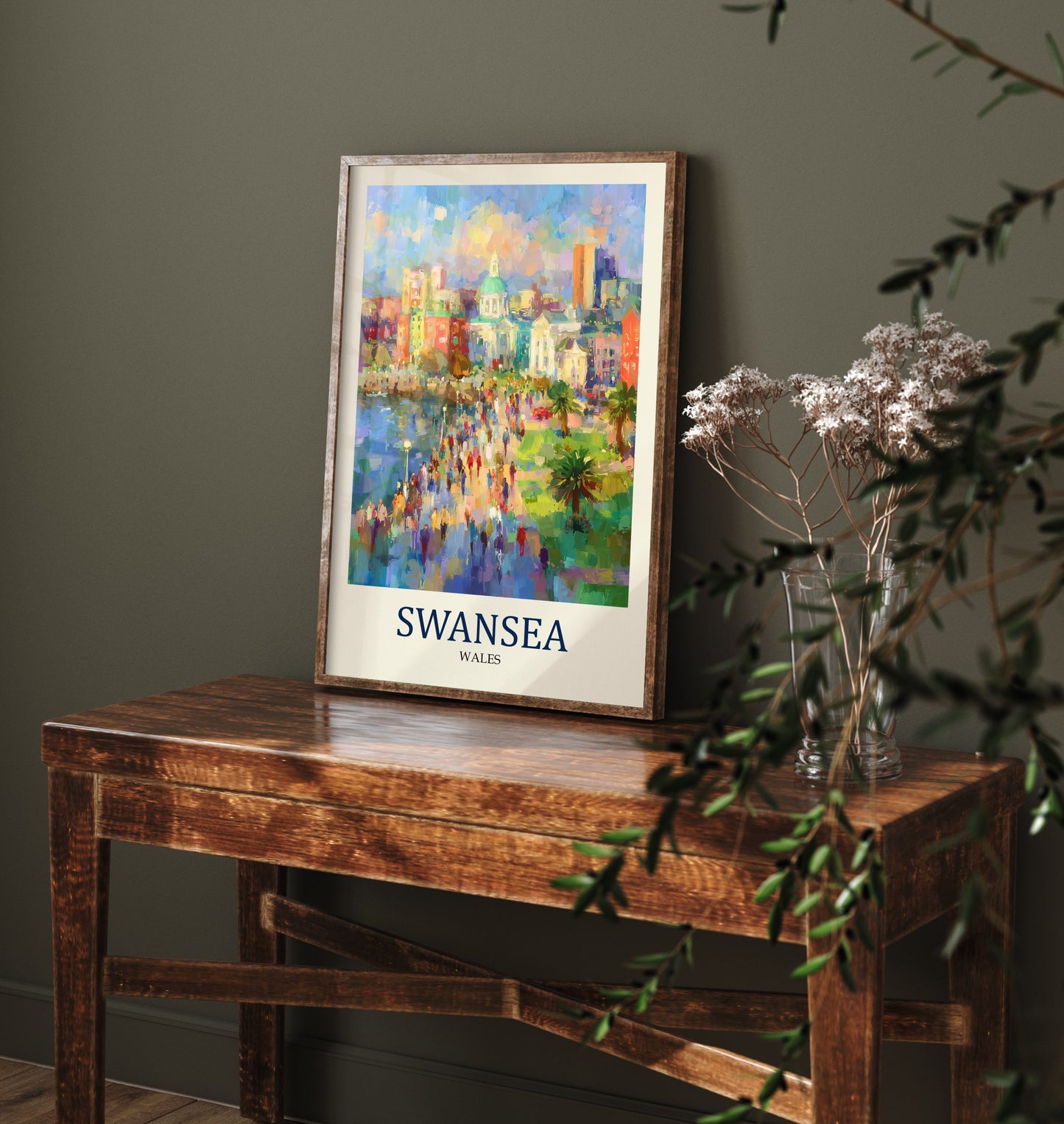 Swansea Wales Travel Poster - Impressionist City Art Print - Colourful Street Painting - Welsh Coast 3/3