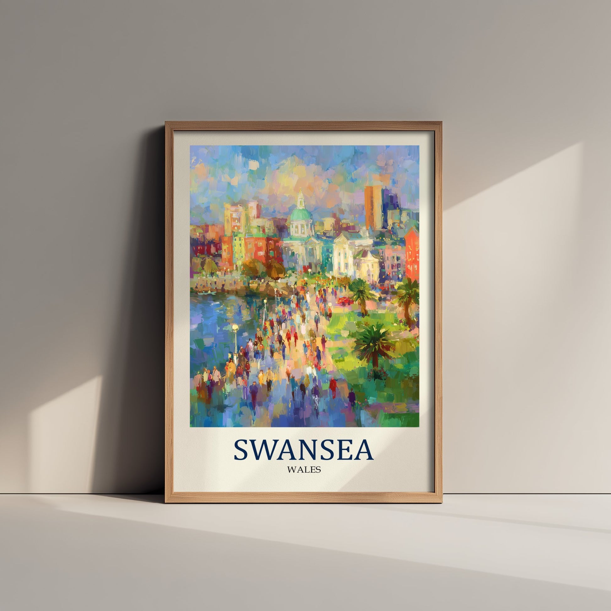 Swansea Wales Travel Poster - Impressionist City Art Print - Colourful Street Painting - Welsh Coast 3/3
