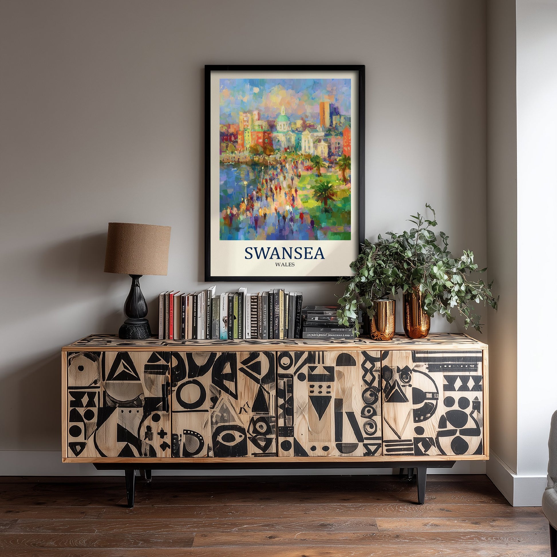 Swansea Wales Travel Poster - Impressionist City Art Print - Colourful Street Painting - Welsh Coast 3/3