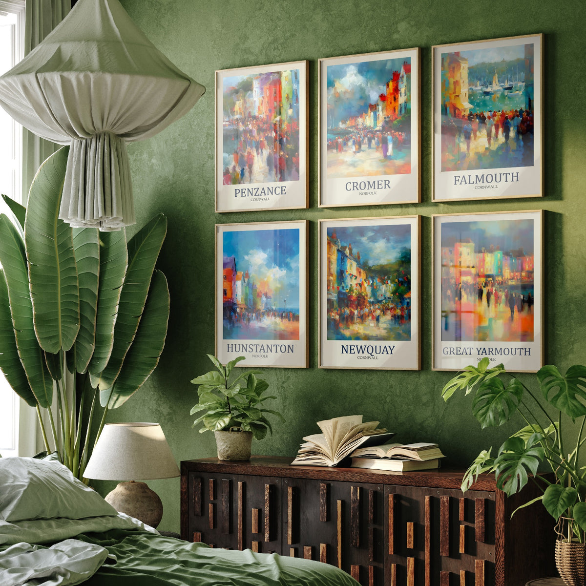 Set of Six Seaside Town Art Prints - 6 Fauvist Posters - Penzance, Cromer, Falmouth, Hunstanton, Newquay, Great Yarmouth Painting