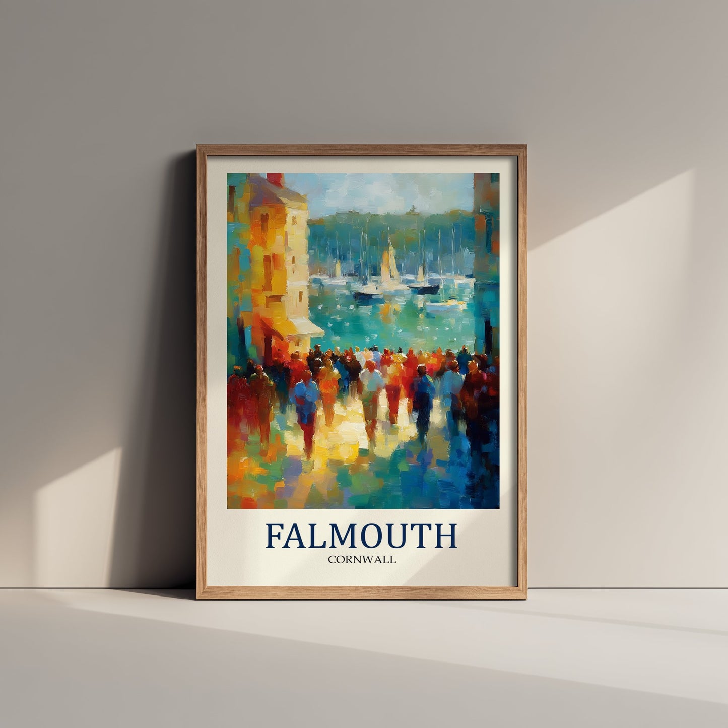 Falmouth Cornwall Travel Poster - Impressionist Town Art Print - Colourful Street Painting - Cornish Harbour 1/3