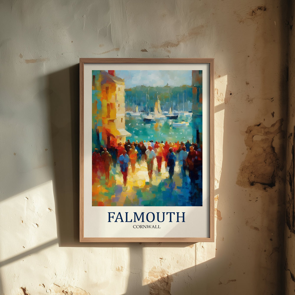Falmouth Cornwall Travel Poster - Impressionist Town Art Print - Colourful Street Painting - Cornish Harbour 1/3