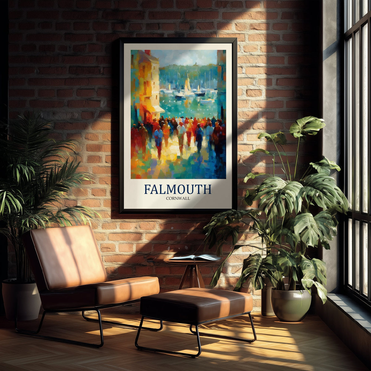 Falmouth Cornwall Travel Poster - Impressionist Town Art Print - Colourful Street Painting - Cornish Harbour 1/3