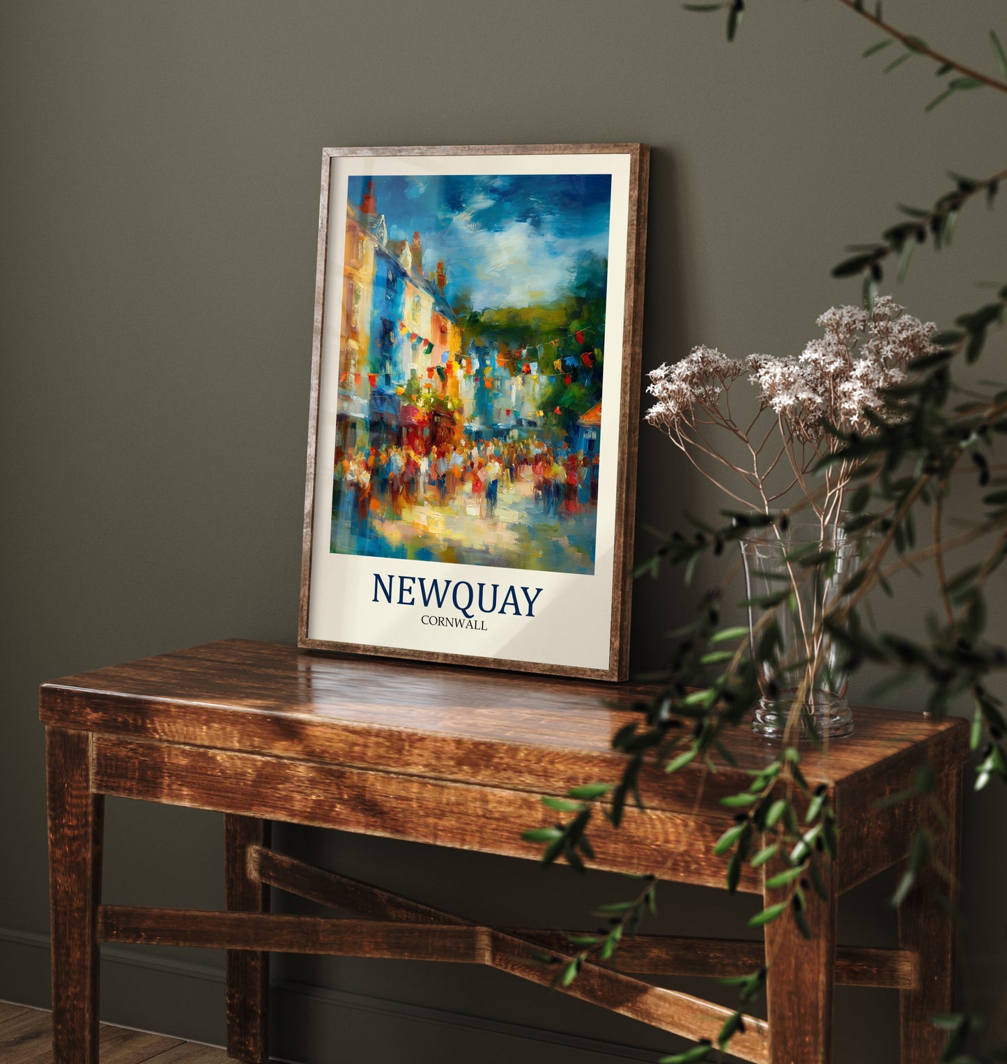 Newquay Cornwall Travel Poster - Impressionist Town Art Print - Colourful Street Painting - Cornish Coast 2/3