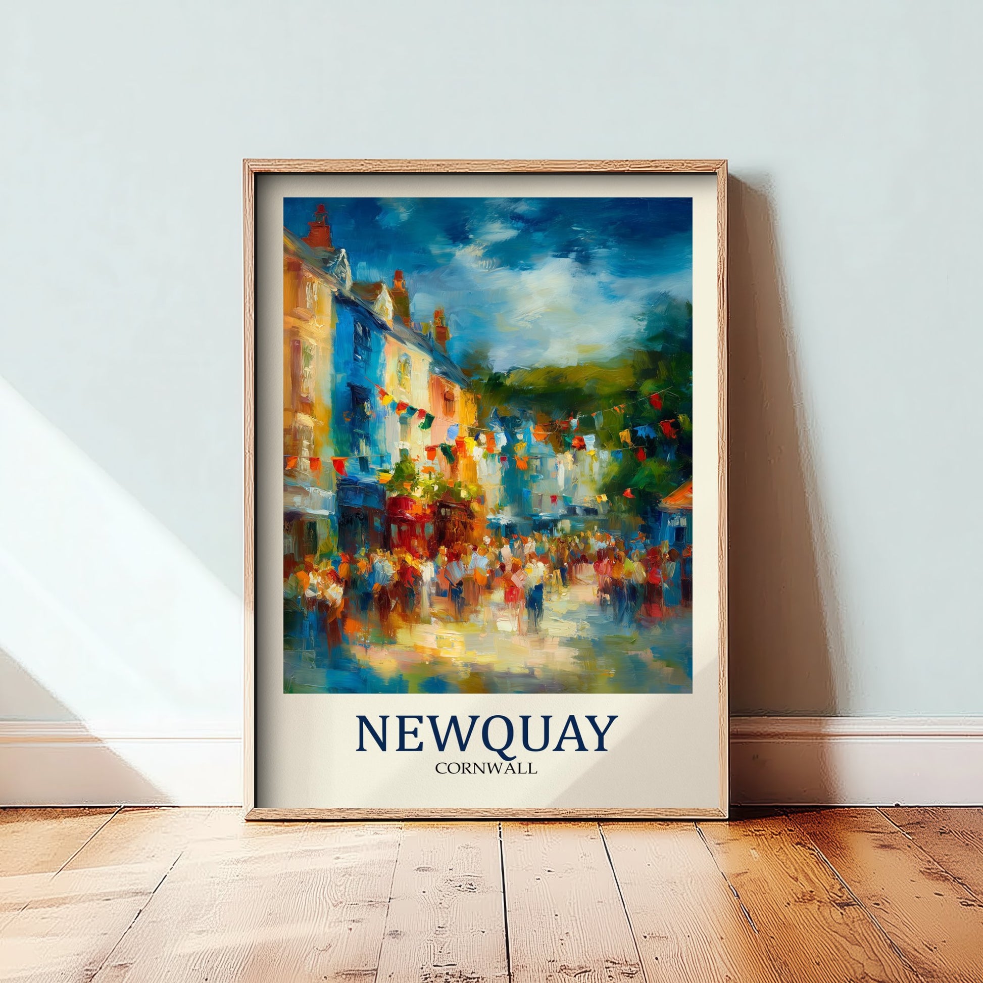 Newquay Cornwall Travel Poster - Impressionist Town Art Print - Colourful Street Painting - Cornish Coast 2/3