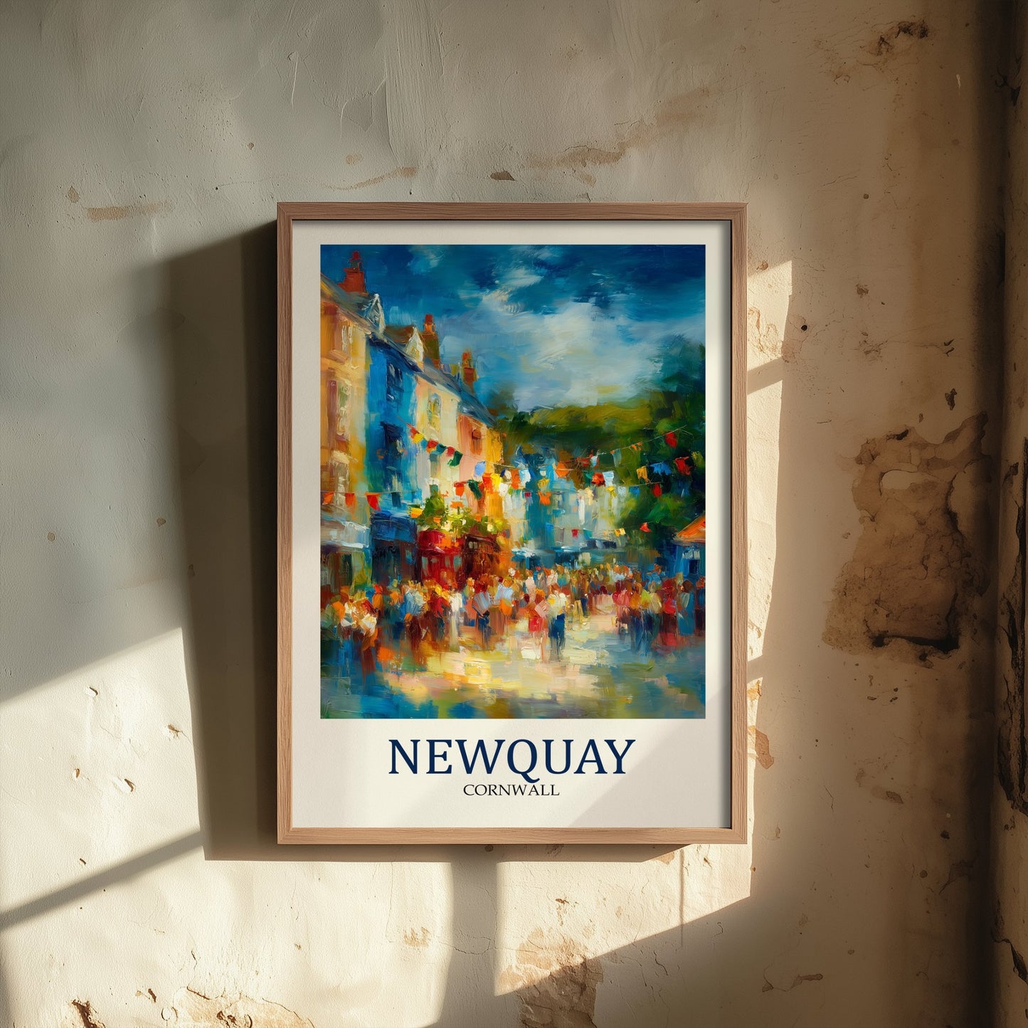 Newquay Cornwall Travel Poster - Impressionist Town Art Print - Colourful Street Painting - Cornish Coast 2/3