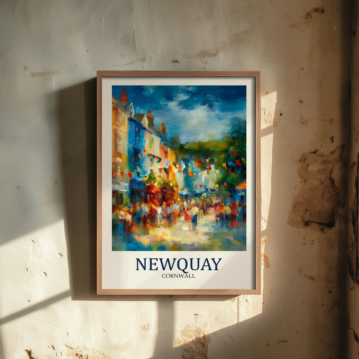Newquay Cornwall Travel Poster - Impressionist Town Art Print - Colourful Street Painting - Cornish Coast 2/3