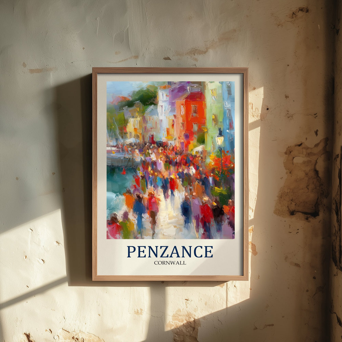 Penzance Cornwall Travel Poster - Impressionist Town Art Print - Colourful Street Painting - Cornish Harbour 3/3