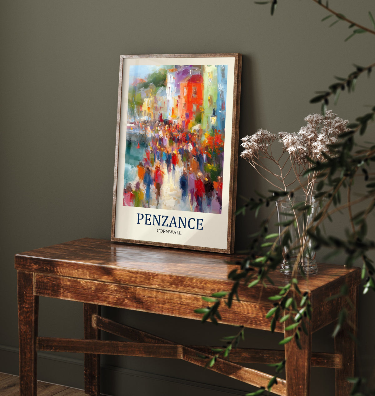 Penzance Cornwall Travel Poster - Impressionist Town Art Print - Colourful Street Painting - Cornish Harbour 3/3