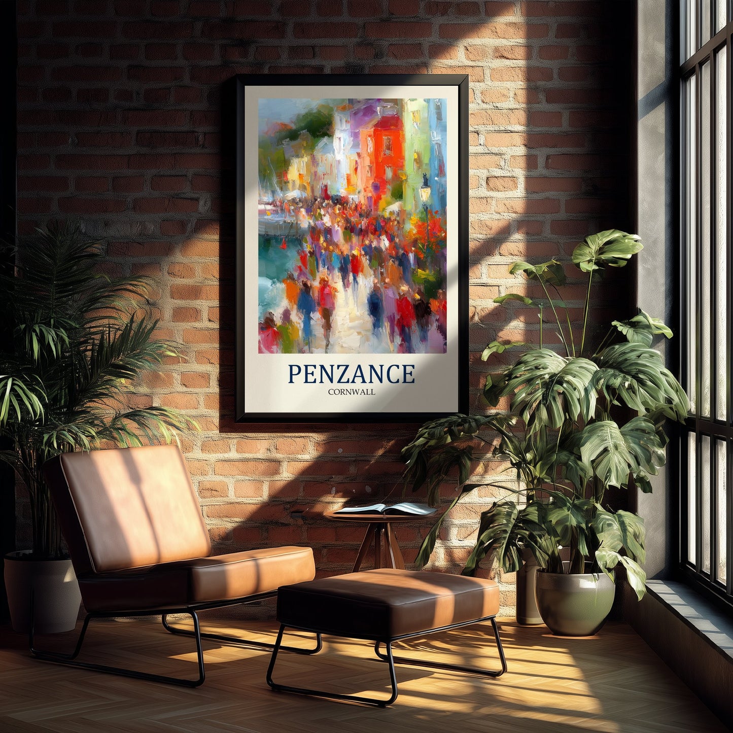 Penzance Cornwall Travel Poster - Impressionist Town Art Print - Colourful Street Painting - Cornish Harbour 3/3