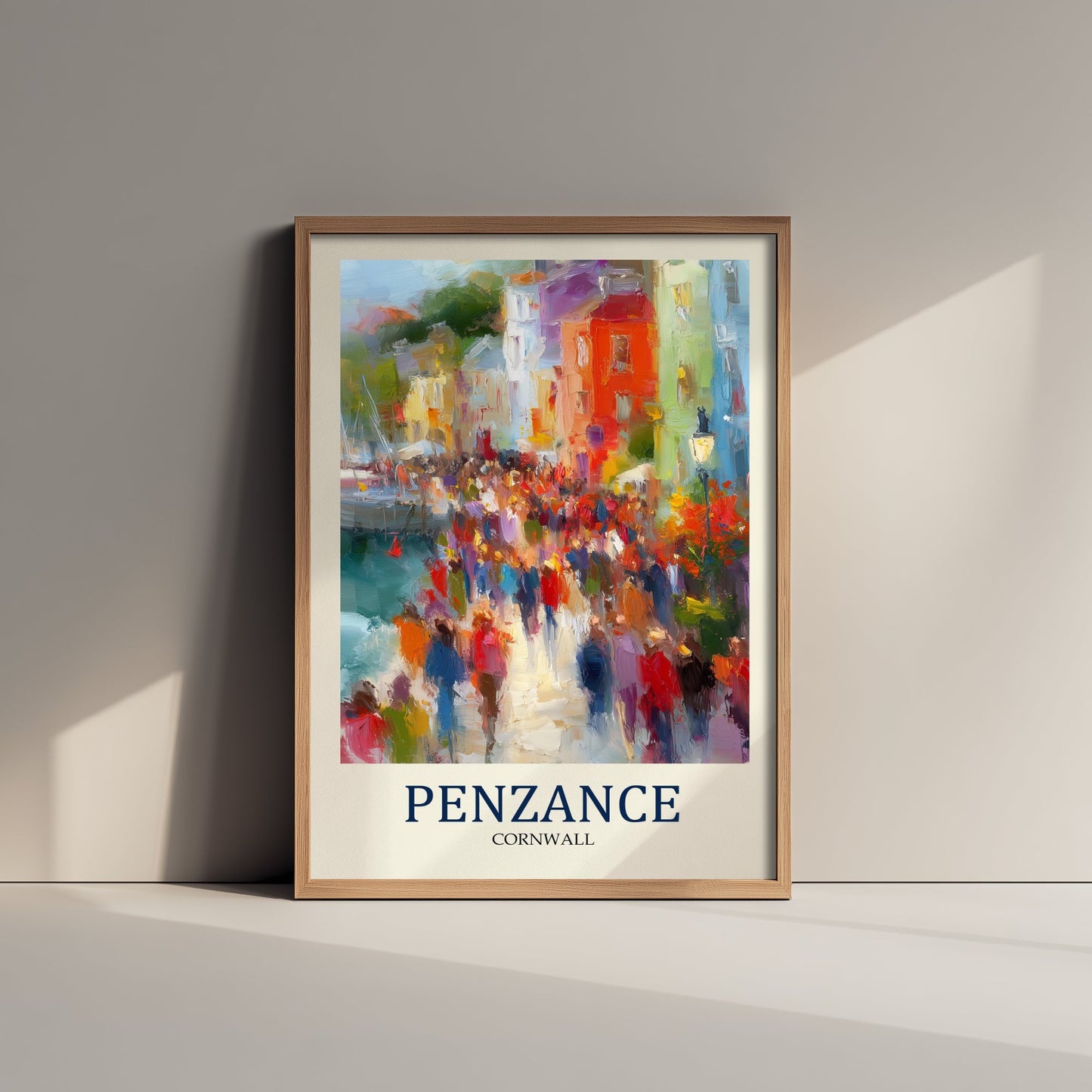 Penzance Cornwall Travel Poster - Impressionist Town Art Print - Colourful Street Painting - Cornish Harbour 3/3
