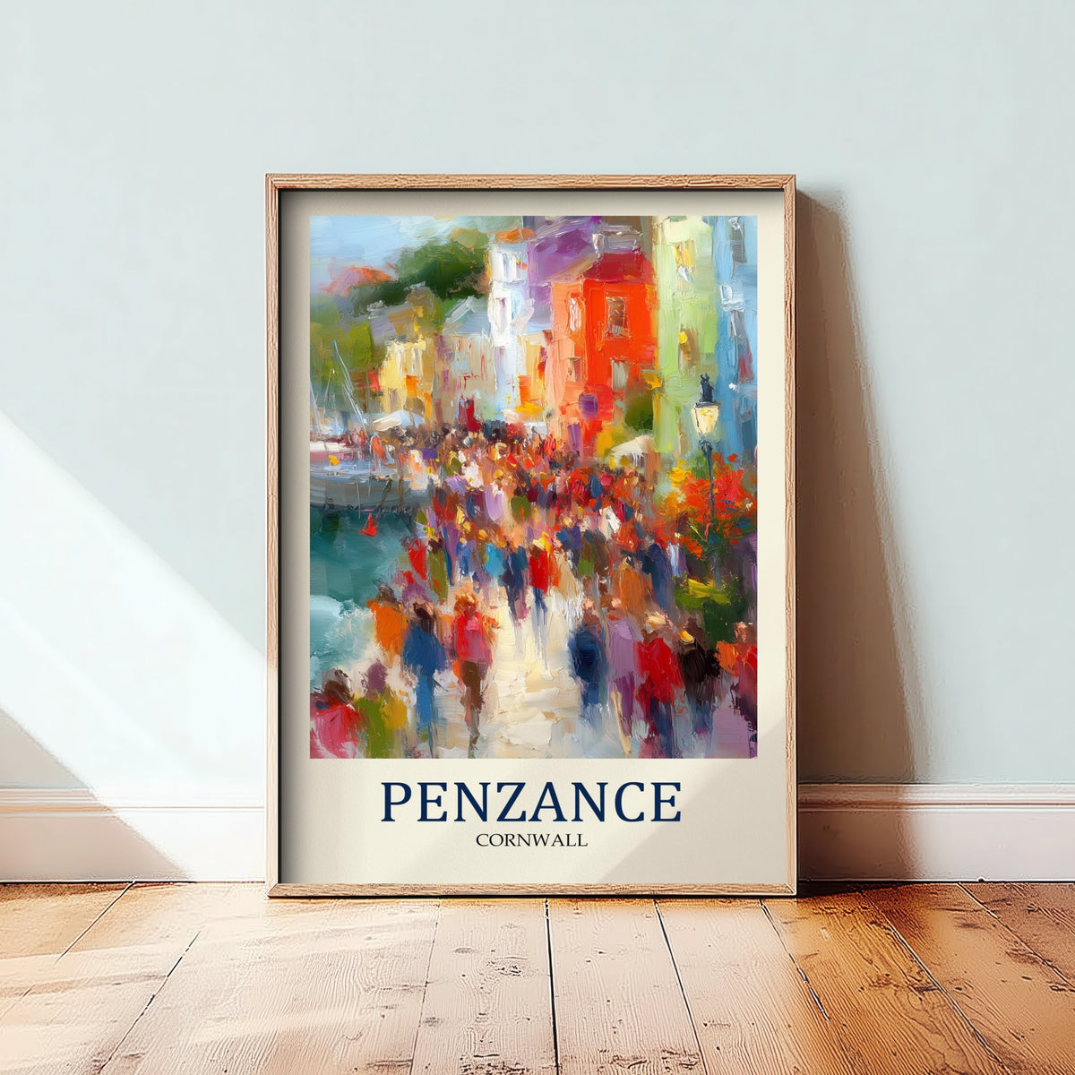 Penzance Cornwall Travel Poster - Impressionist Town Art Print - Colourful Street Painting - Cornish Harbour 3/3