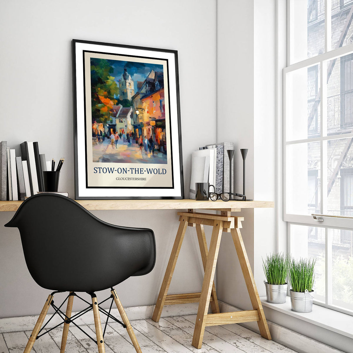 Stow-on-the-Wold Travel Poster - Impressionist Cotswolds Art Print - Colourful Street Painting - Gloucestershire 1/3