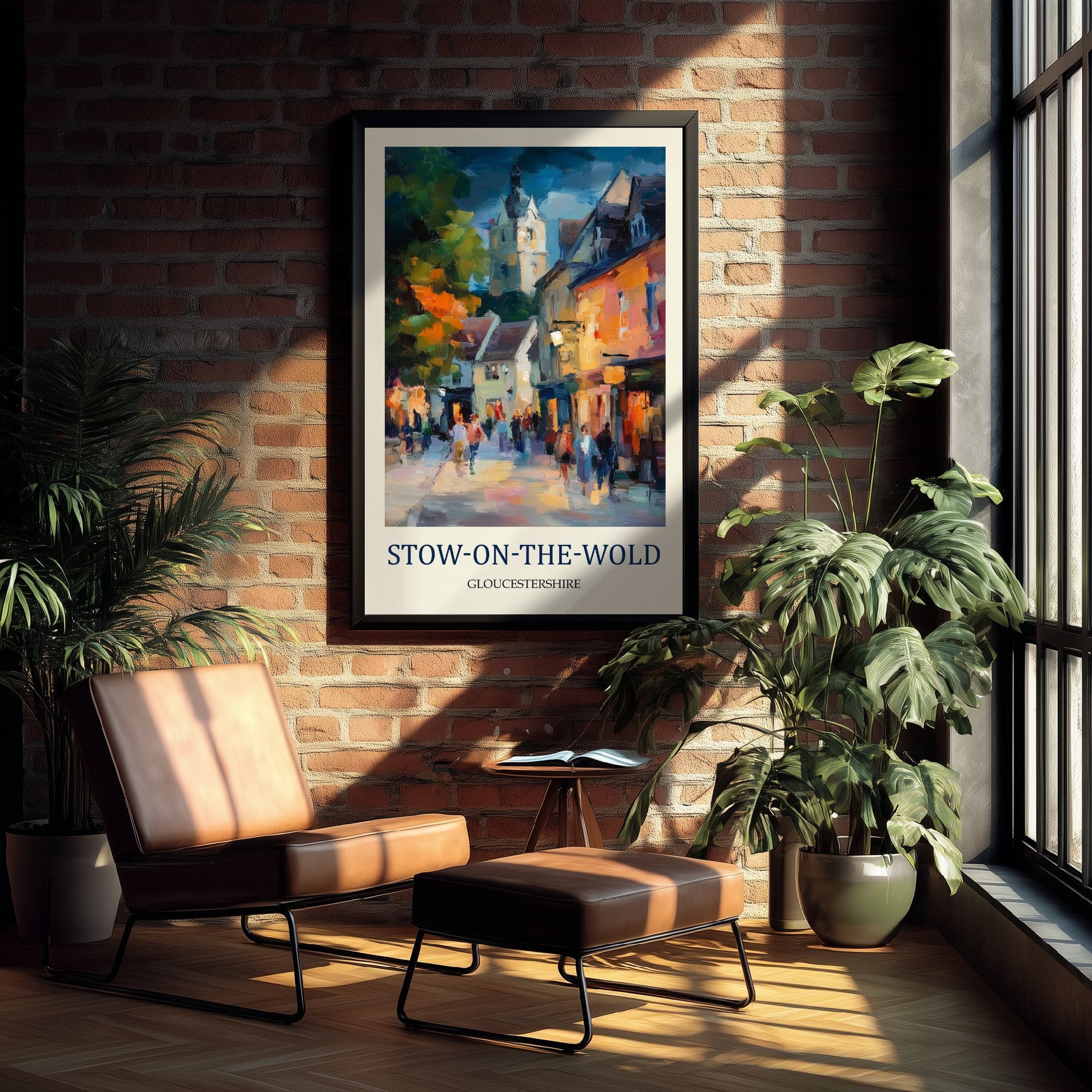 Stow-on-the-Wold Travel Poster - Impressionist Cotswolds Art Print - Colourful Street Painting - Gloucestershire 1/3