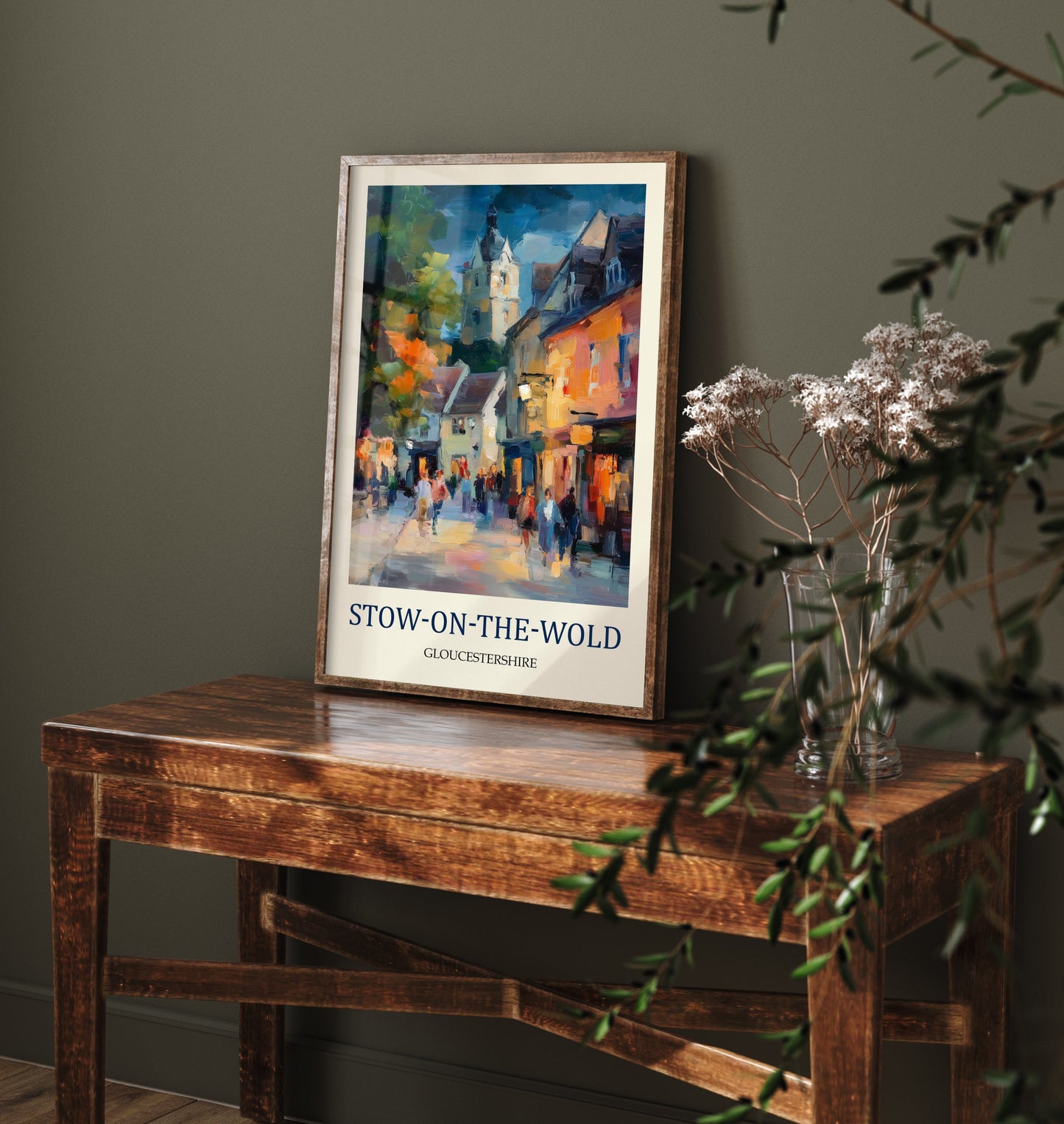 Stow-on-the-Wold Travel Poster - Impressionist Cotswolds Art Print - Colourful Street Painting - Gloucestershire 1/3
