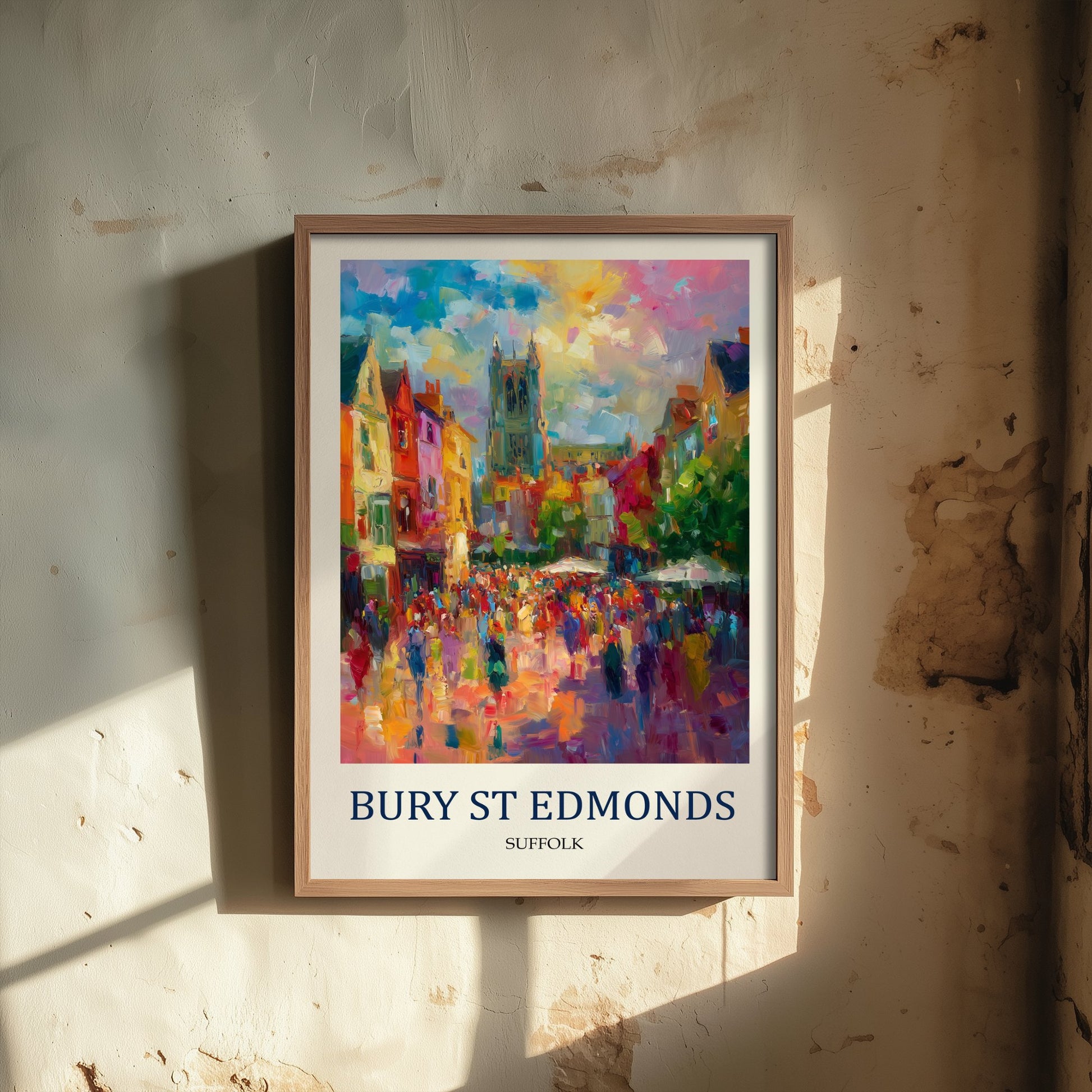 Bury St Edmunds Travel Poster - Impressionist Town Art Print - Colourful Street Painting - Suffolk 2/3