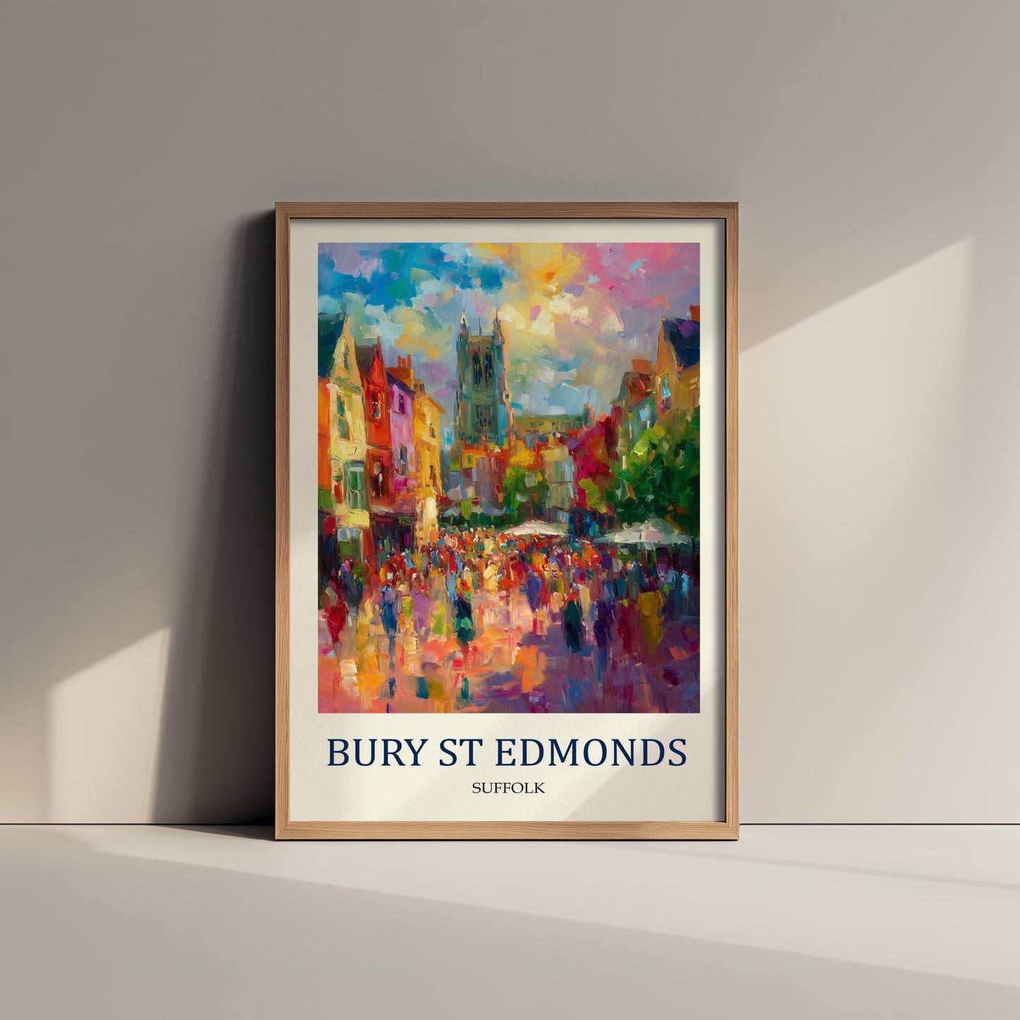 Bury St Edmunds Travel Poster - Impressionist Town Art Print - Colourful Street Painting - Suffolk 2/3