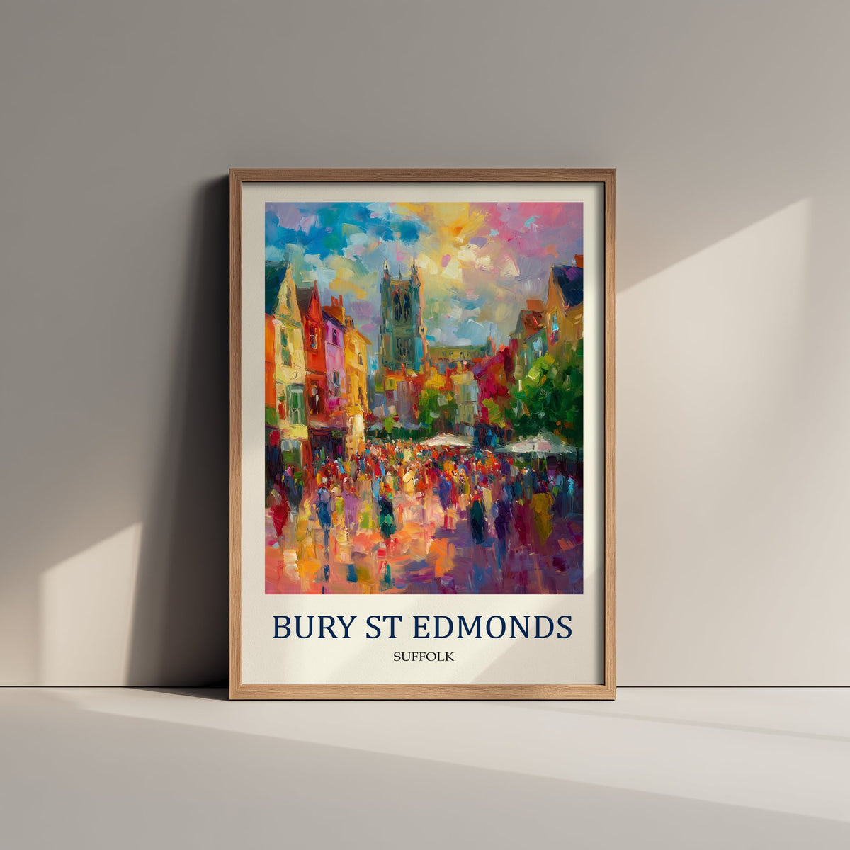 Bury St Edmunds Travel Poster - Impressionist Town Art Print - Colourful Street Painting - Suffolk 2/3