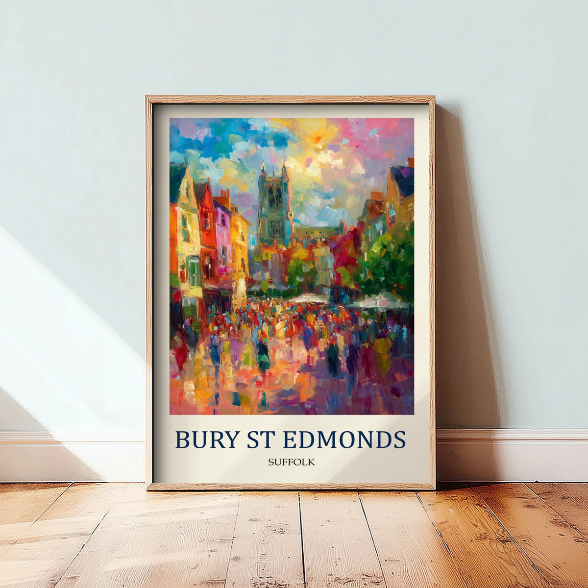 Bury St Edmunds Travel Poster - Impressionist Town Art Print - Colourful Street Painting - Suffolk 2/3