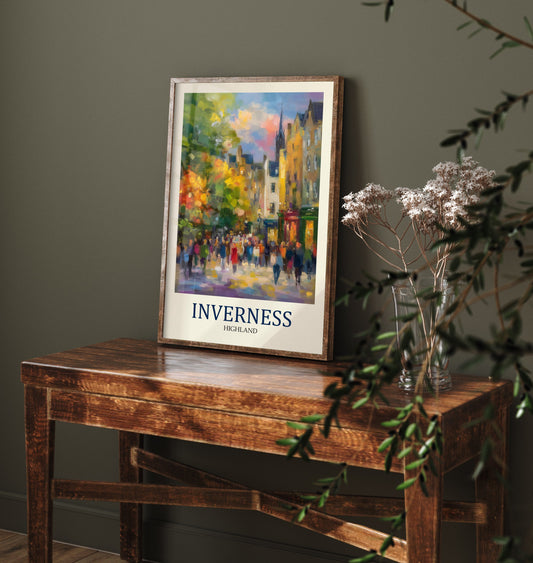 Inverness Travel Poster - Impressionist City Art Print - Colourful Street Painting - Scottish Highlands 1/3