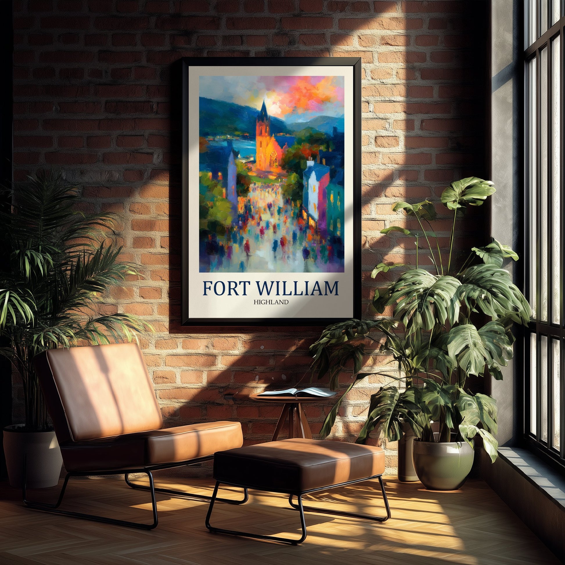 Fort William Travel Poster - Impressionist Town Art Print - Colourful Street Painting - Scottish Highlands 2/3