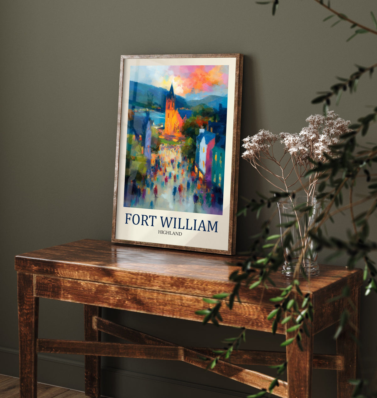 Fort William Travel Poster - Impressionist Town Art Print - Colourful Street Painting - Scottish Highlands 2/3