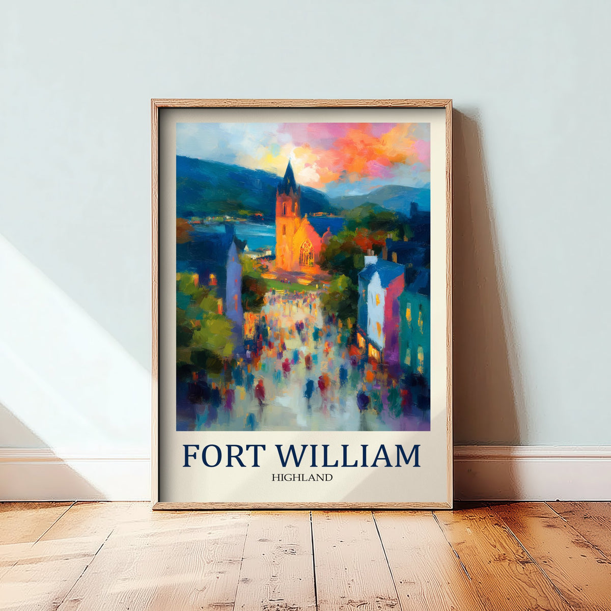 Fort William Travel Poster - Impressionist Town Art Print - Colourful Street Painting - Scottish Highlands 2/3