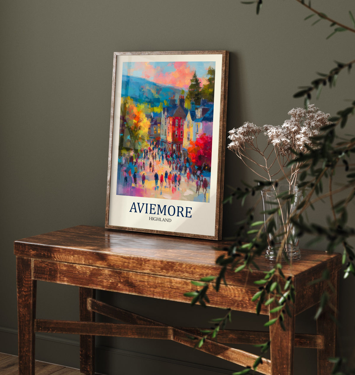 Aviemore Travel Poster - Impressionist Town Art Print - Colourful Street Painting - Scottish Highlands 3/3