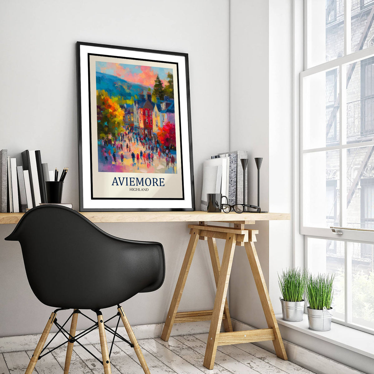 Aviemore Travel Poster - Impressionist Town Art Print - Colourful Street Painting - Scottish Highlands 3/3