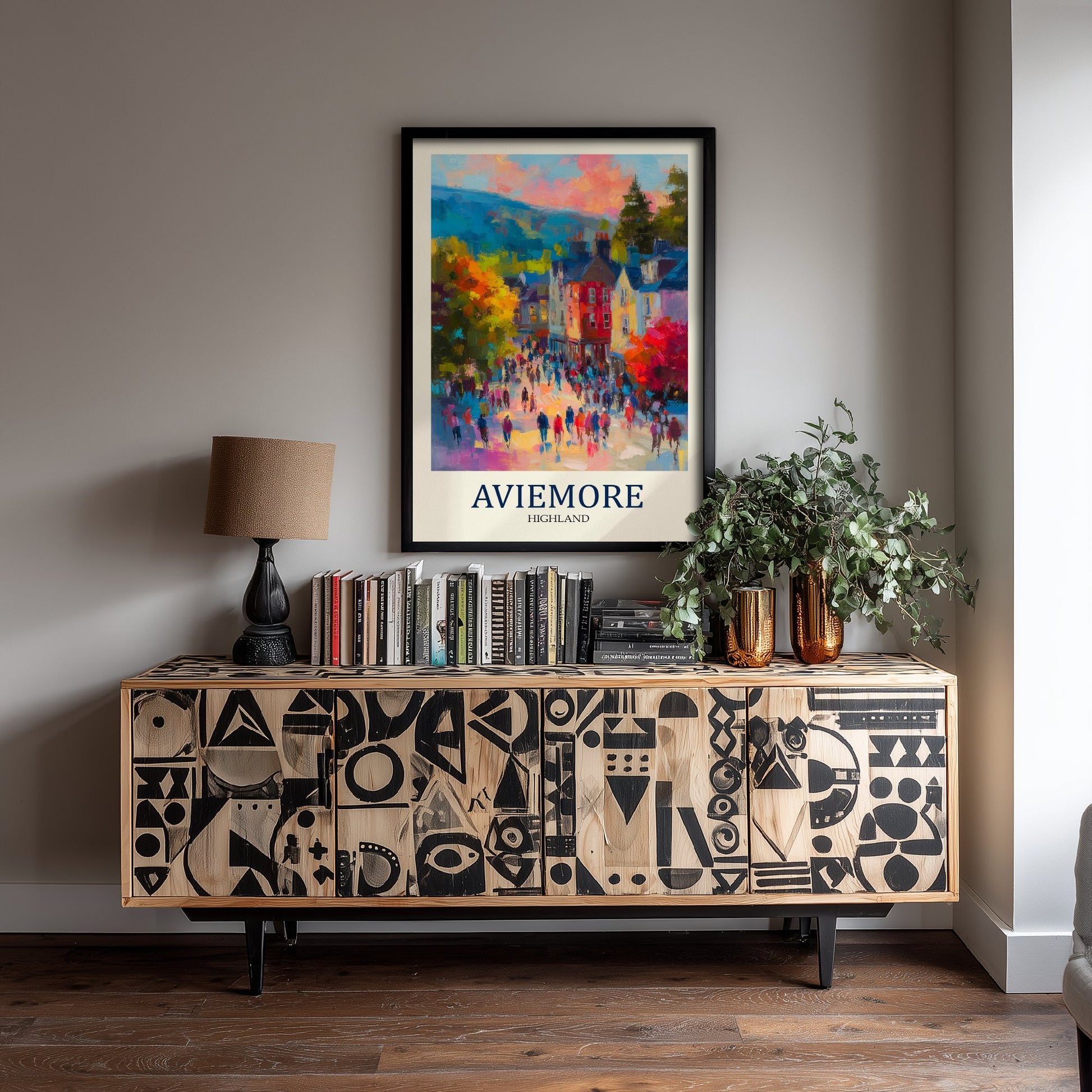 Aviemore Travel Poster - Impressionist Town Art Print - Colourful Street Painting - Scottish Highlands 3/3
