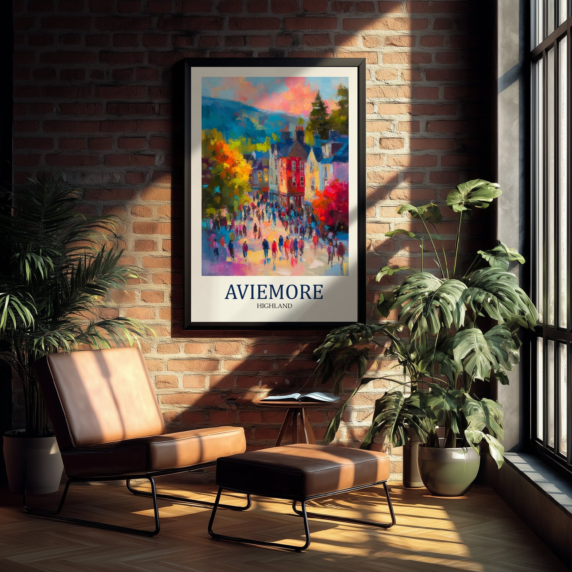 Aviemore Travel Poster - Impressionist Town Art Print - Colourful Street Painting - Scottish Highlands 3/3