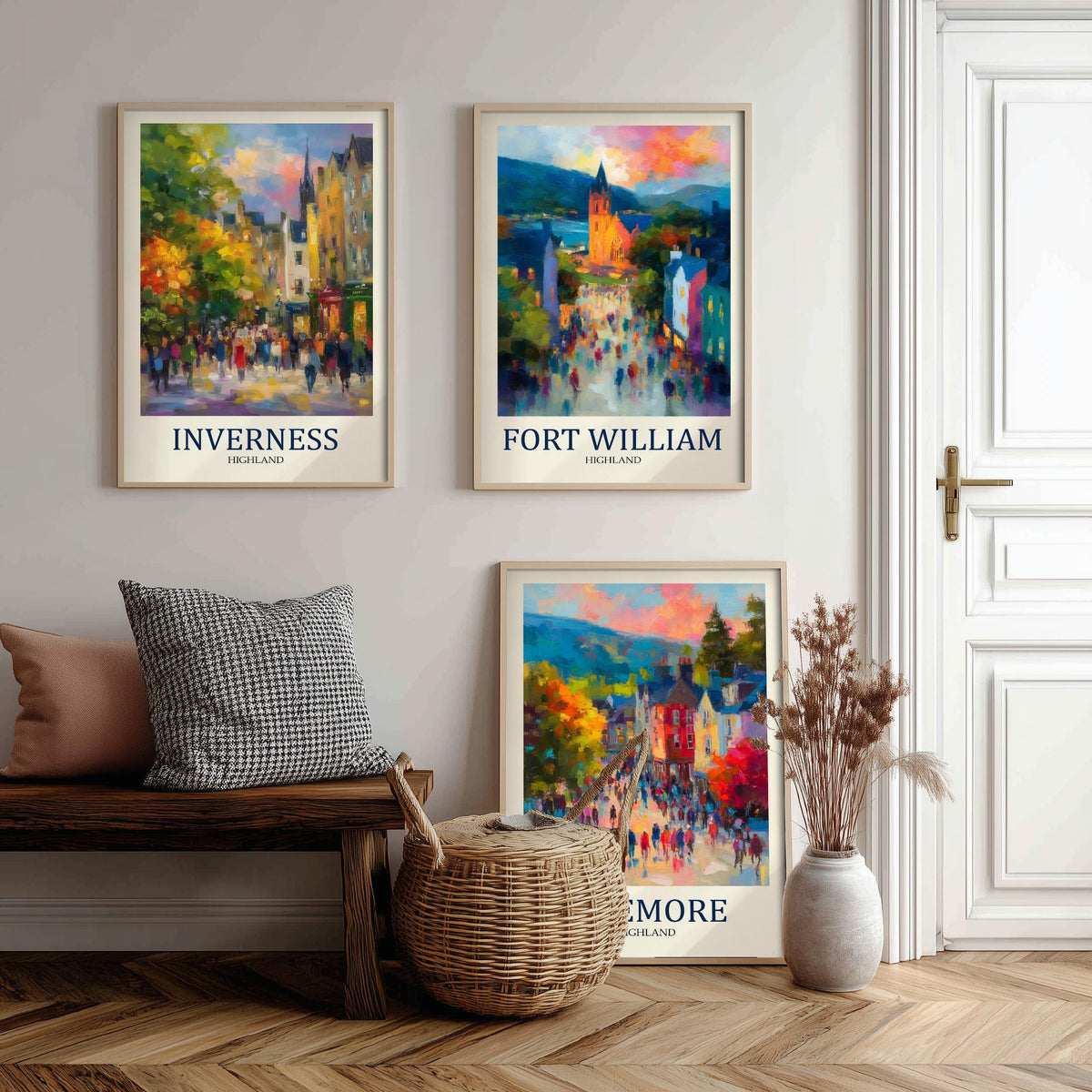Scottish Highlands Set of Three Prints | Inverness Fort William Aviemore | Impressionist Highland Wall Art Poster Painting