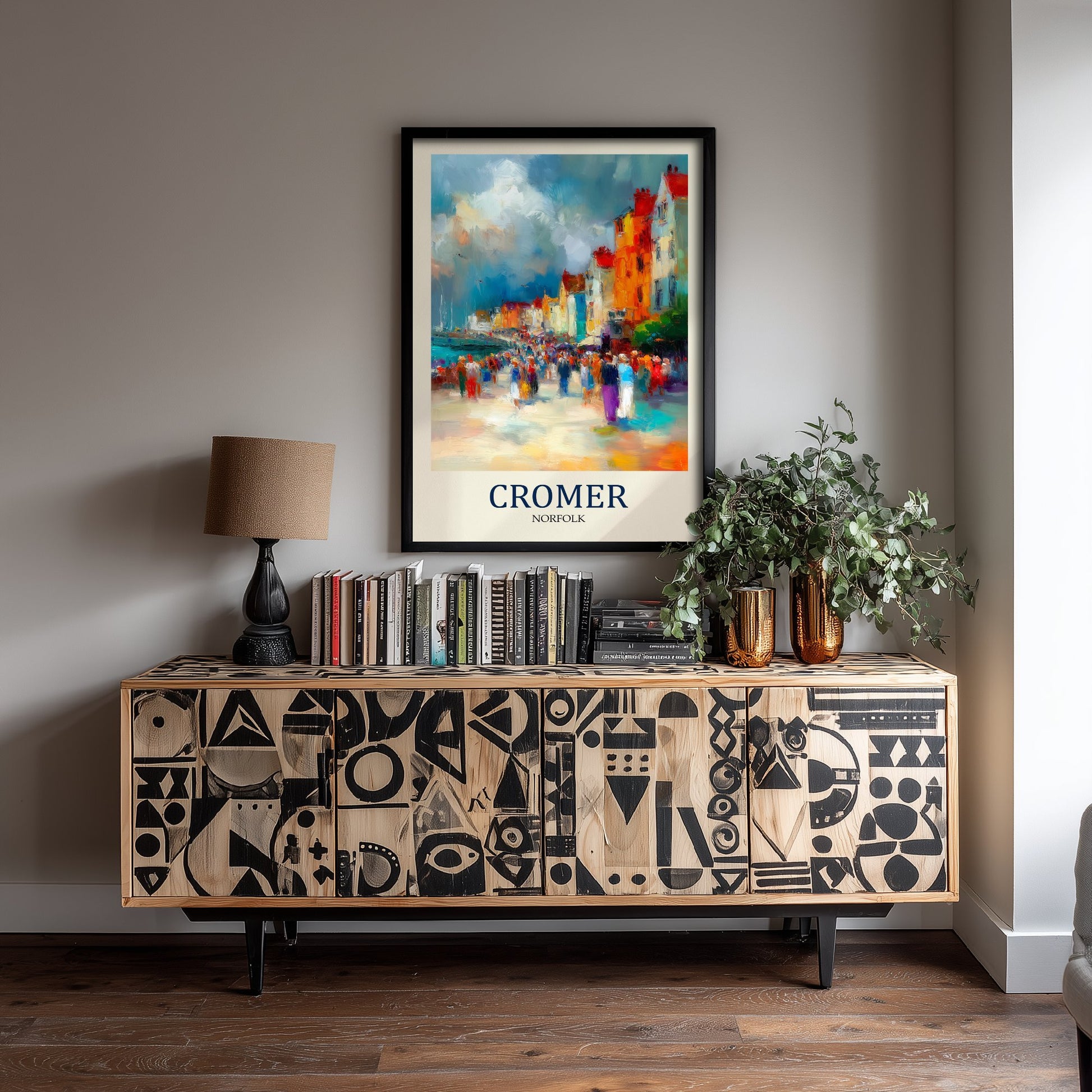 Cromer Norfolk Travel Poster - Impressionist Town Art Print - Colourful Street Painting - Norfolk Coast 1/3