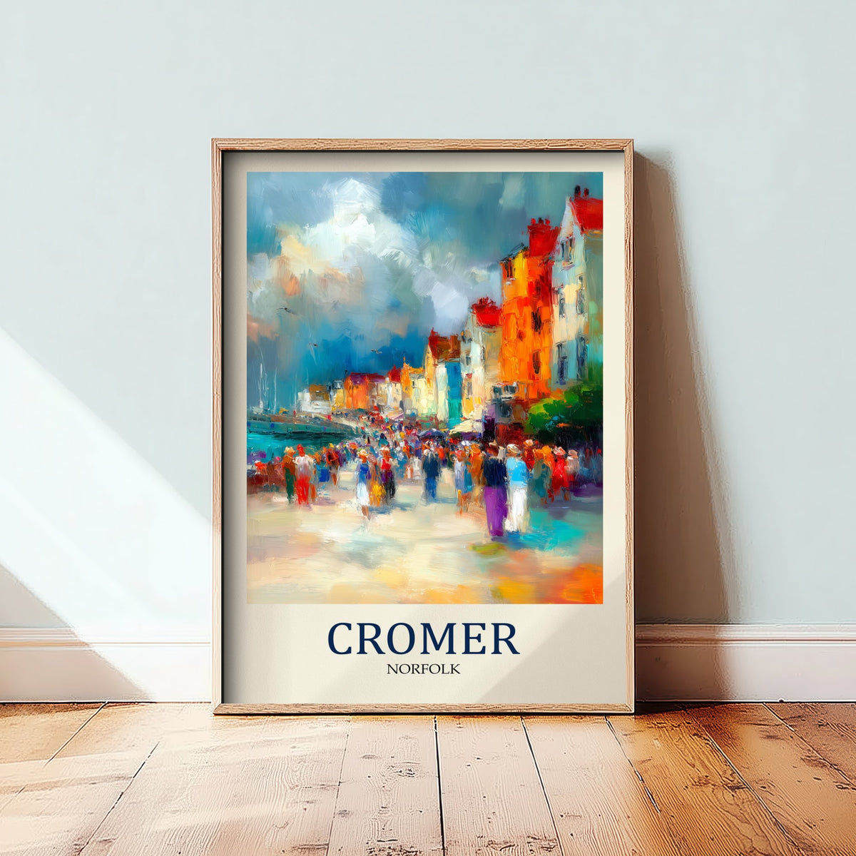 Cromer Norfolk Travel Poster - Impressionist Town Art Print - Colourful Street Painting - Norfolk Coast 1/3