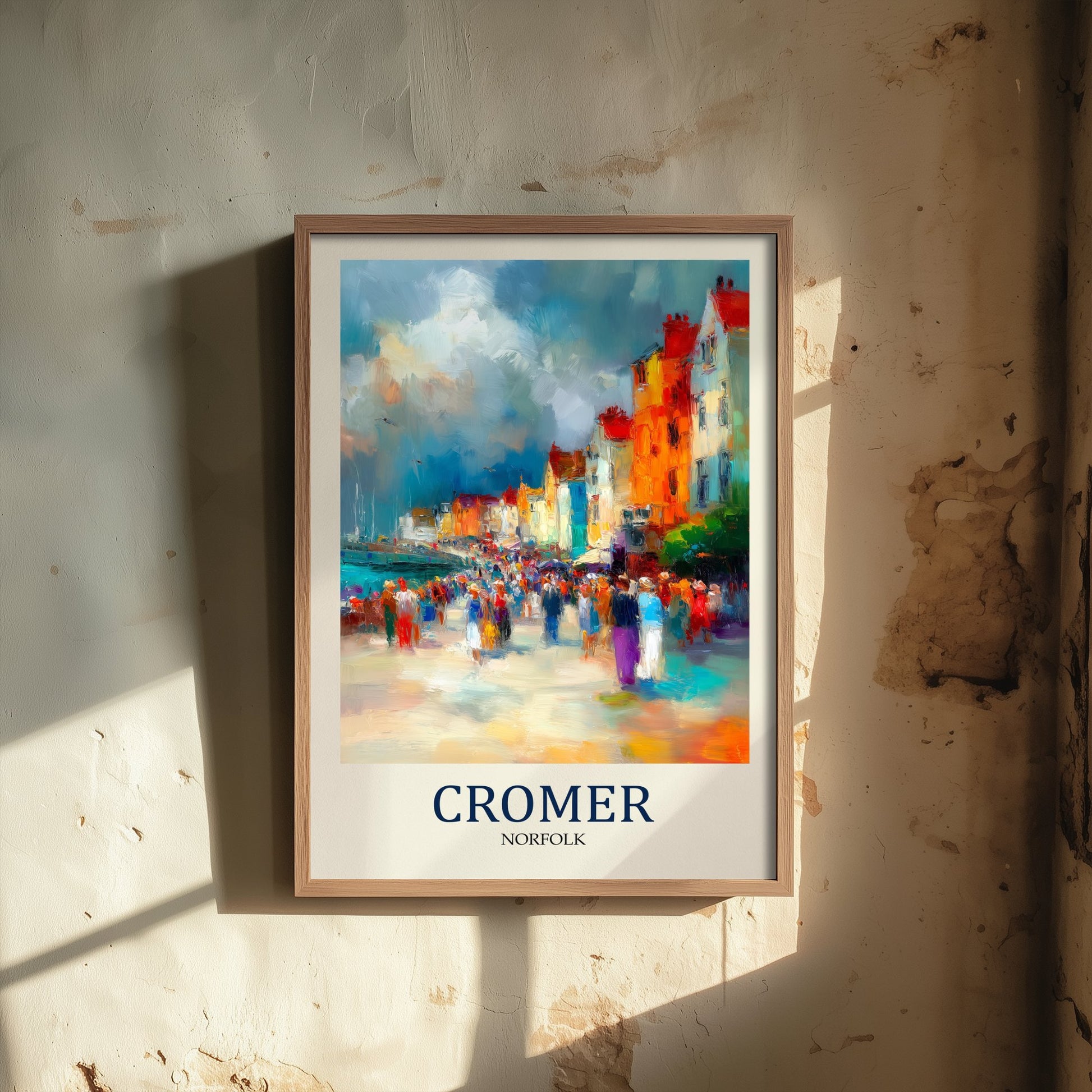 Cromer Norfolk Travel Poster - Impressionist Town Art Print - Colourful Street Painting - Norfolk Coast 1/3