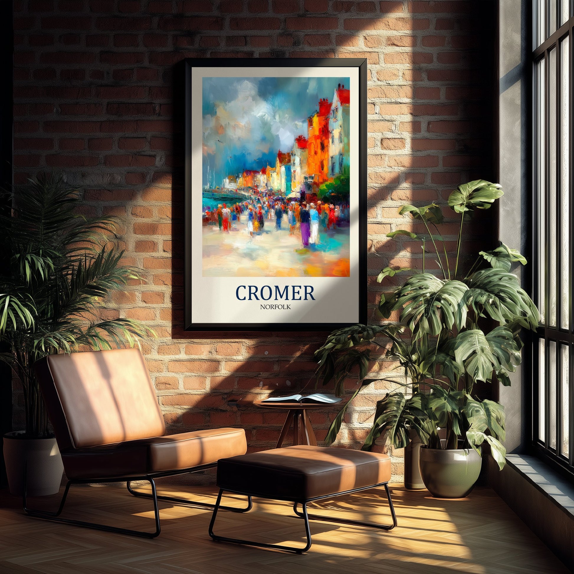 Cromer Norfolk Travel Poster - Impressionist Town Art Print - Colourful Street Painting - Norfolk Coast 1/3