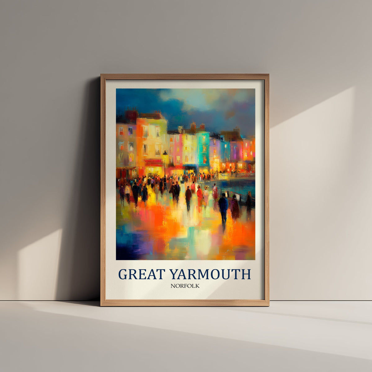 Great Yarmouth Norfolk Travel Poster - Impressionist Town Art Print - Colourful Street Painting - Norfolk Coast 2/3